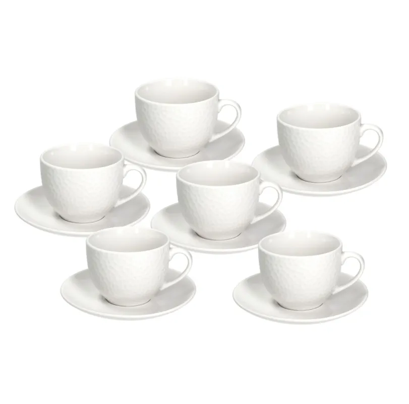 Occasione Tognana - Set 6 Tazze da tè con piattino in porcellana bianca linea linea Golf
