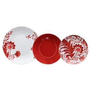 Tognana - Servizio di piatti in porcellana 18 pezzi linea Madison Red Ornament Non Perdere