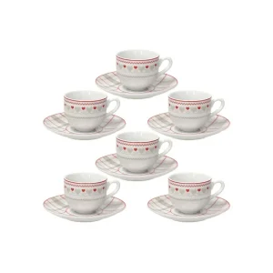 Vendita Finale Tognana - Set 6 Tazzine da caffè con piattino in porcellana linea Brunico