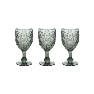 Tognana - Set 3 bicchieri calici in vetro 320ml grigio Savoia Ultime Pezzi