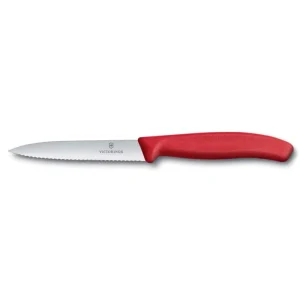 Victorinox - Coltello spelucchino ondulato classico manico rosso 10 cm Quantità Limitata