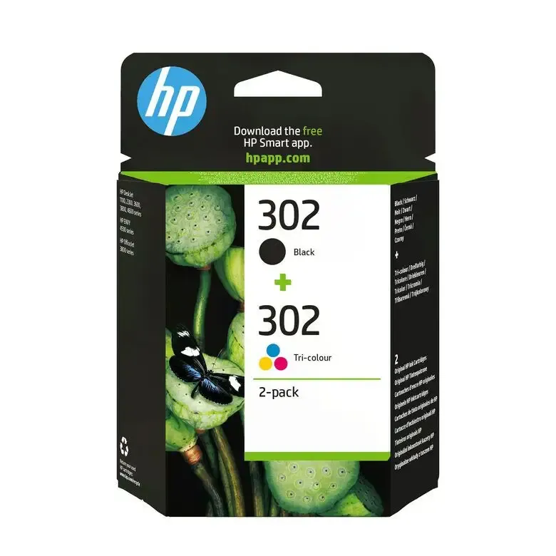 HP Confezione da 2 cartucce d‘inchiostro nero/tricromia originali 302 Pagamento Sicuro