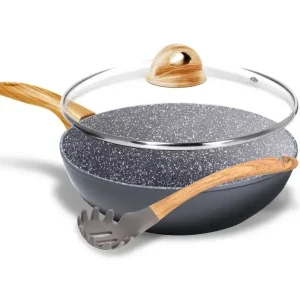 Aeternum Set Wok 28 con Coperchio Wood e Servispaghetti Compra Oggi Stesso