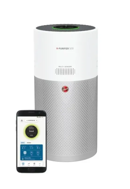 Reso Gratuito Hoover H-PURIFIER 500 purificatore 110 m² Argento, Bianco