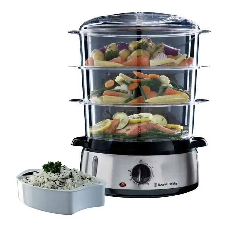 Ultima Occasione Russell Hobbs 19270-56 pentola a vapore 3 cestello/i Libera installazione 800 W Nero, Acciaio inossidabile
