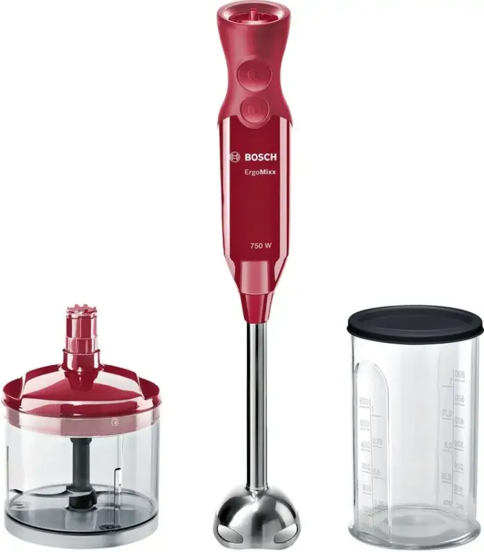 Must-Have Bosch MSM67120R frullatore Frullatore ad immersione 750 W Rosso, Stainless steel