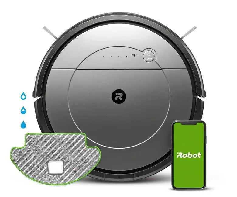 Ultimissimo Modello Irobot Roomba Robot Aspirapolvere Combo Kit Con Panni Inclusi 0,45 L Senza Sacchetto Nero, Grigio