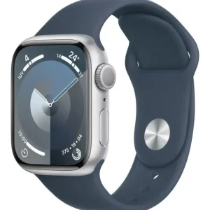Apple Watch Series 9 GPS Cassa 41mm in Alluminio Argento con Cinturino Sport Blu Tempesta - M/L Professionale