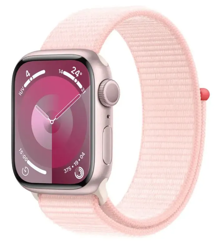 Professionale Apple Watch Series 9 GPS Cassa 41mm in Alluminio Rosa con Cinturino Sport Loop Rosa Confetto