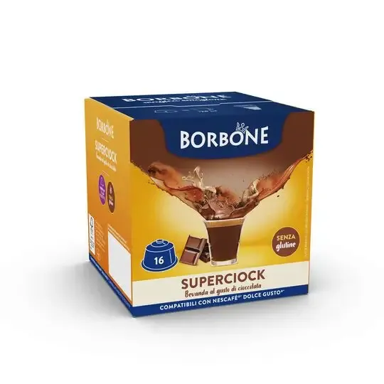 Prezzo Di Fabbrica Caffè Borbone Miscela Superciock Gusto Cioccolata SENZA GLUTINE in capsule 16pz compatibili con macchine a marchio Nescafè® Dolce Gusto®