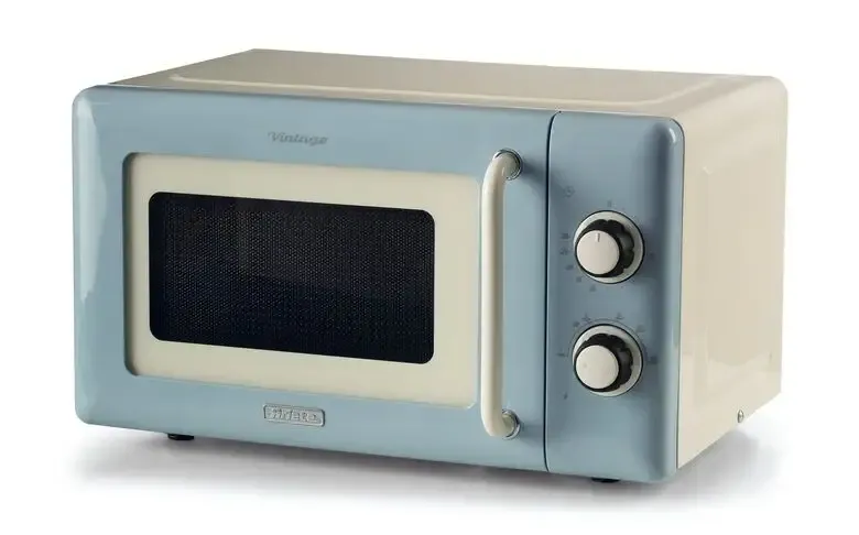 Ariete Linea Vintage 3960 Forno a microonde Vintage, 800W, Capacità 20L, 3 funzioni, 6 livelli di cottura, Timer, Celeste Novità