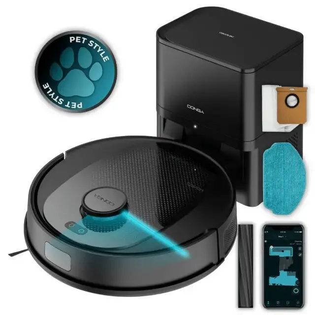 Prezzo Di Fabbrica Cecotec Conga 7690 Immortal Max Home Robot aspirapolvere Senza sacco Wi-Fi 5000Pa 3200mAh Nero