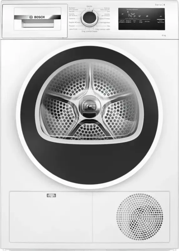 Bosch WTH85208II Serie 4 Asciugatrice A Libera Installazione 8 Kg, Pompa Di Calore, Auto Dry, Filtro Easy Clean, SensitiveDrying, Classe E, Bianco Novità