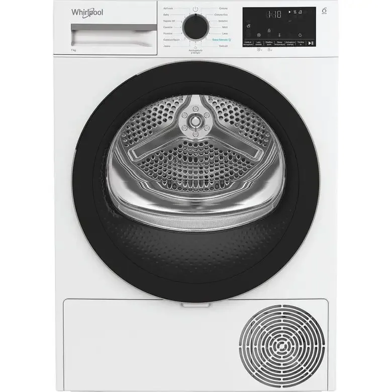 Nuova Collezione Whirlpool C WD R47M WBS IT, Capacità 7kg, classe C, colore White, Display digitale XL, porta nera, Slim Profondità mobile 46 cm, Wi-Fi