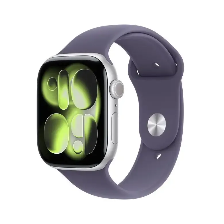 Apple Watch Series 11 GPS 46mm Cassa Alluminio Argento con Sport Band Viola Nebbia - S/M Più Venduto