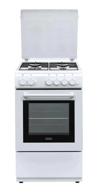 DE LONGHI Cucina Elettrica DL554EW i 4 Fuochi a Gas Forno Elettrico Multifunzione Termoventilato Classe A Dimensioni 50 x 50 cm Colore Bianco CLASSE A Must-Have