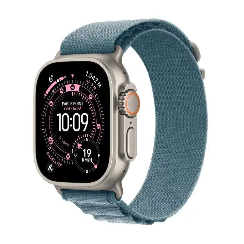 Promo Stagionale Apple Watch Ultra 3 GPS + Cellular 49mm Cassa Titanio con Alpine Loop Blu Chiaro - Medium
