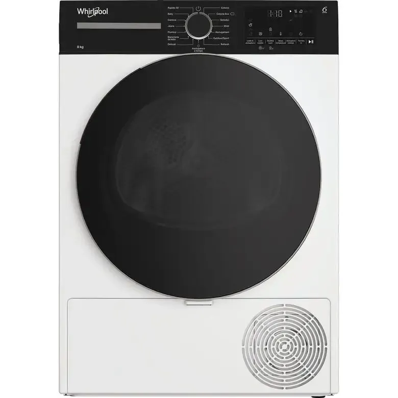 Whirlpool C WSD 83M WBS IT Asciugatrice Slim A Libera Installazione 8 Kg, Motore Inverter, Tecnologia 6° Senso, Display Digitale XL, Classe D, Bianco Novità