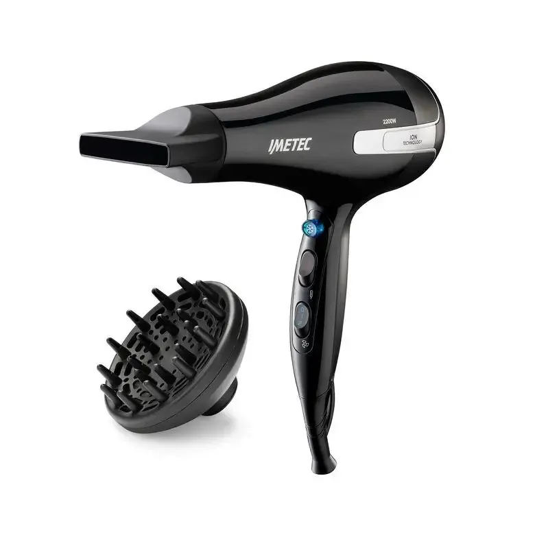Reso Gratuito Imetec Asciugacapelli K7 2000, 2200W, Tecnoloiga a ioni, 2 velocità, 3 temperature, Colpo Aria Fredda, Convogliatore Stretto, Diffusore Professionale