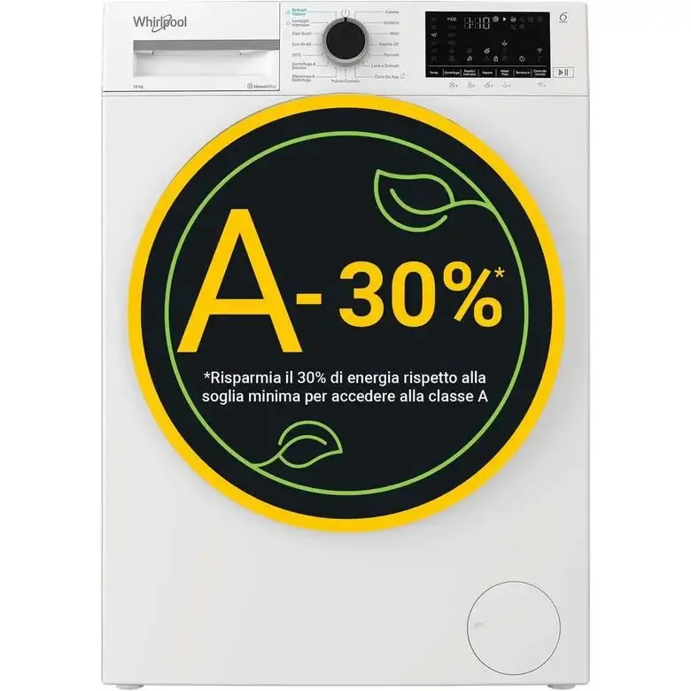 Whirlpool WAM 09WB IT Lavatrice Smart A Libera Installazione 10 Kg, 1400 Giri, Classe A, Bianco, Wi-fi Subito Disponibile