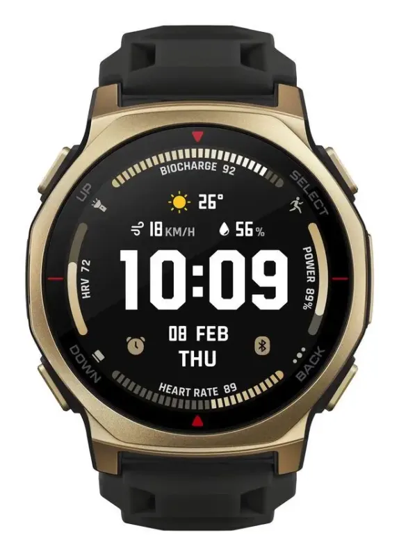 Acquista Ora Amazfit T-rex 3 Pro 3,35 cm (1.32") AMOLED 44 mm Digitale 466 x 466 Pixel Touch screen Nero Oro Wi-Fi GPS (satellitare)