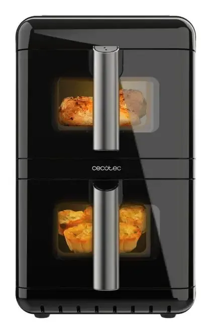 Cecotec Cecofry DuoLevel 12000 Window Doppia Friggitrice ad aria senza olio 12 L Indipendente 2900 W Friggitrice ad aria calda Nero Reso Gratuito