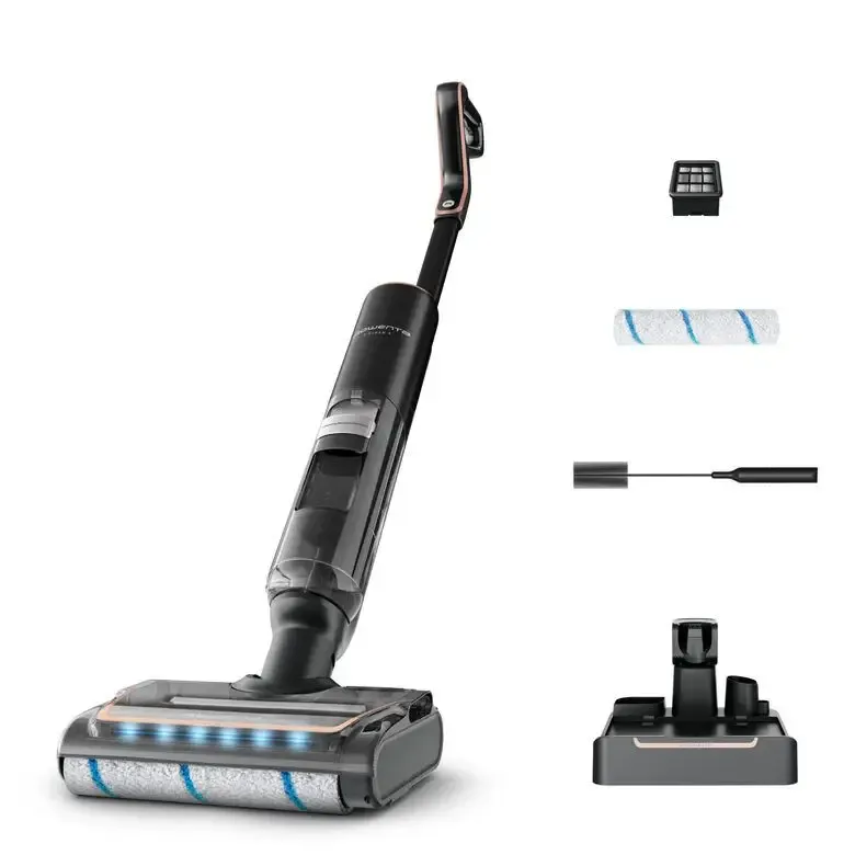 Promozione Esclusiva Rowenta X-Clean 7 , Lavapavimenti Senza Fili, Autonomia 50‘, Tecnologia Smart, Assistente Vocale, Autopulizia e Asciugatura, Luci Led, Pulizia Bordi, GZ5736
