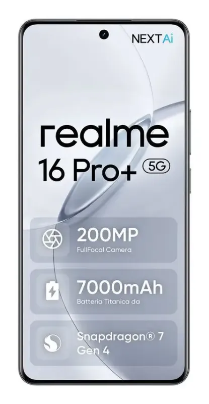 Novità realme 16 Pro+ 17,3 cm (6.8") 5G USB tipo-C 12 GB 512 GB 7000 mAh Grigio