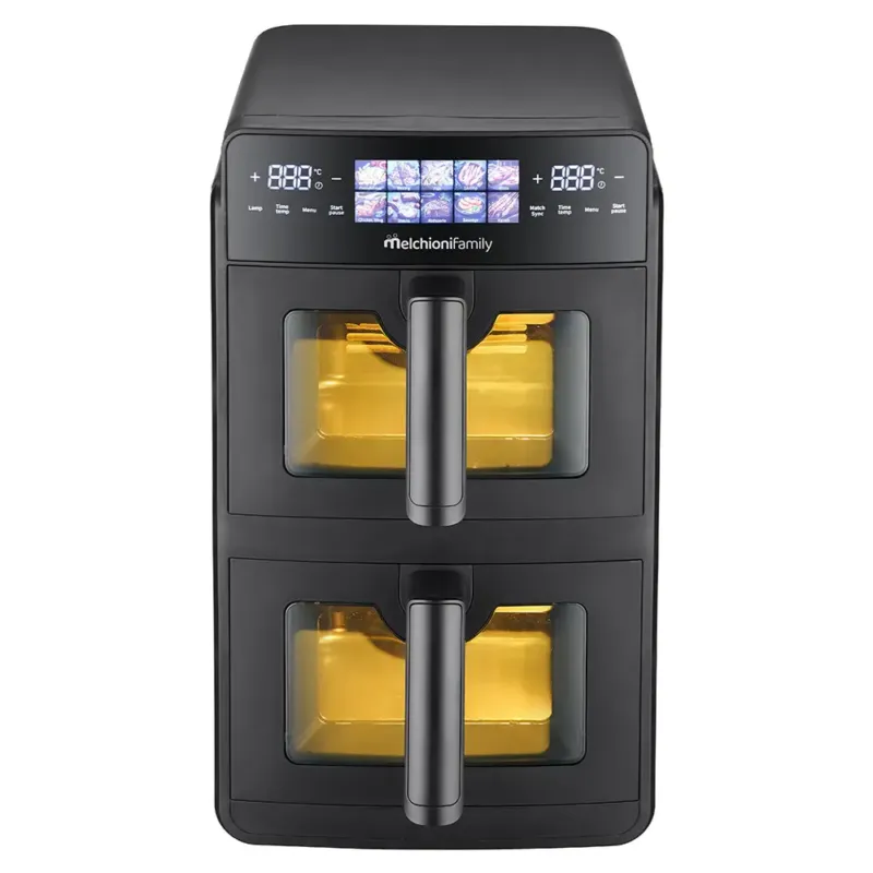 Professionale Melchioni Family Friggitrice Ad Aria Giulia 10l Doppio Cassetto Verticale Nera