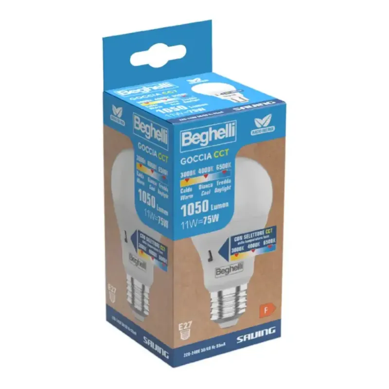 Acquista Ora Beghelli Lampadina Led A Goccia 11w E27 Tricolore