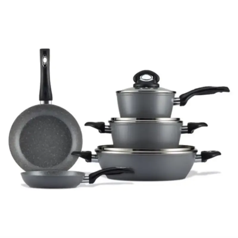 Nuova Collezione Aeternum Batteria Pentole Antiaderente 8 PZ Brooklin Piano Induzione Taste Grey