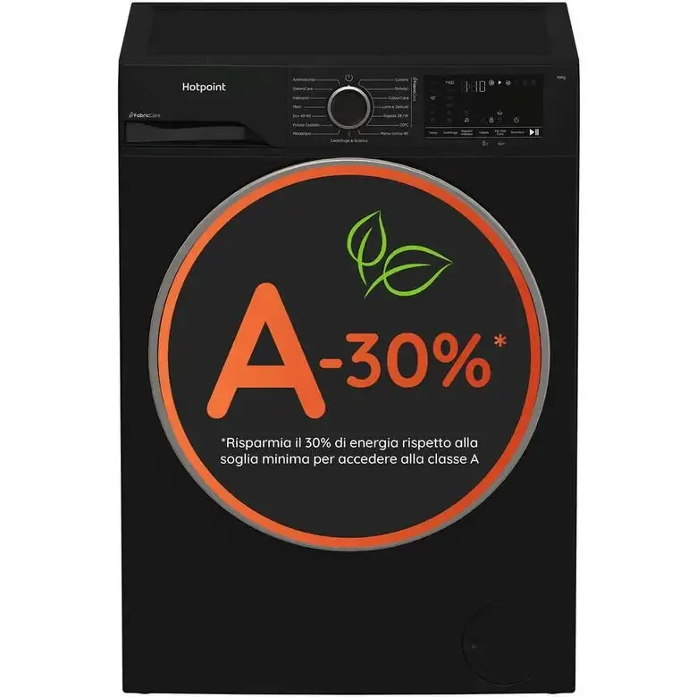 Spedito Oggi Hotpoint Ariston HB 103B CARE IT Lavatrice A Libera Installazione 10 Kg, 1400 Giri, Display Digitale XL, Vapore, Classe A -30%, Nero
