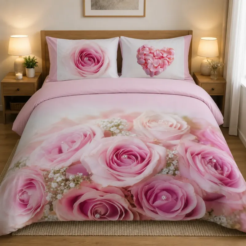 Completo Lenzuola Copriletto Matrimoniale con Stampa Digitale BOUQUET - Pierre Cardin Prezzo Di Fabbrica