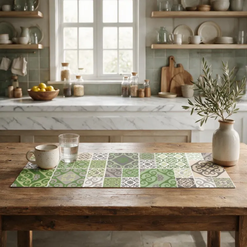 Nuovo Arrivo Runner da Tavola MAIOLICA GREEN 45x140cm - Excelsa