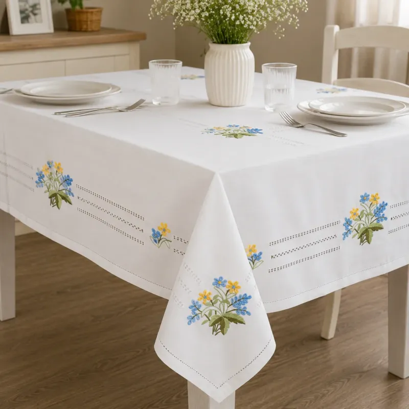 Tovaglia x12 MAZZOLINO GIGLI Ricamata con Tovaglioli Abbinati - Serendipity Offerta Lampo