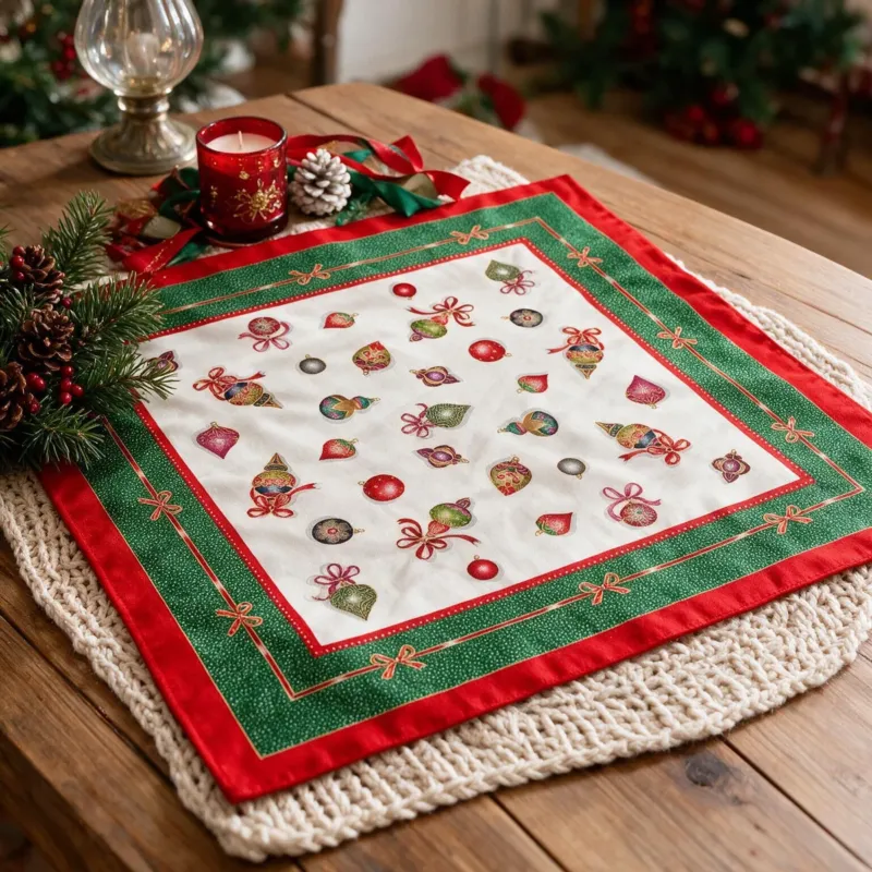 Compra Online Centrotavola Natalizio JOY 100x100cm - Maestri Cotonieri