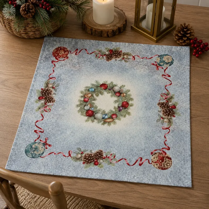 Centrotavola Natalizio PALLINA DI NATALE 100x100cm - Tessitura di Arconate Prezzo Di Fabbrica