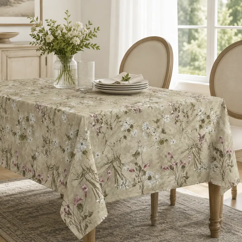 Tovaglia x6 ARMONIA Fondo Beige 100% Cotone - Vingi Più Venduto
