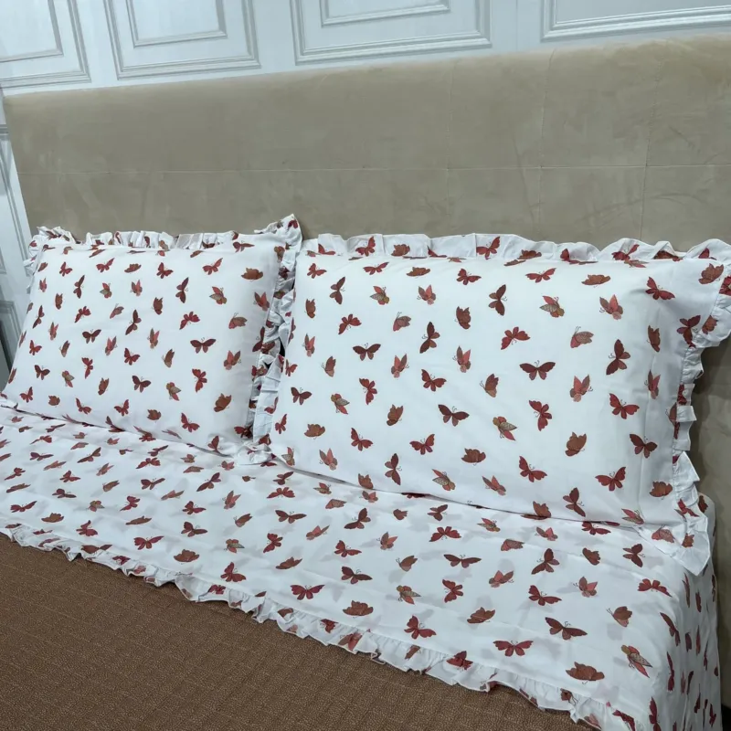 Ultimissimo Modello Completo Lenzuola Fina Riviera – Matrimoniale 100% Cotone con Rouches