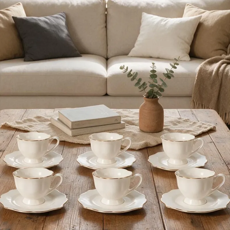 Set 6 Tazzine da Caffè in Porcellana con Piattino Lyanna - Regal Casa Acquista Ora