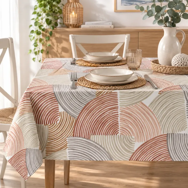 Miglior Prezzo Tovaglia CIRCLE ARANCIO x12 in Cotone Panama - Mia Casa