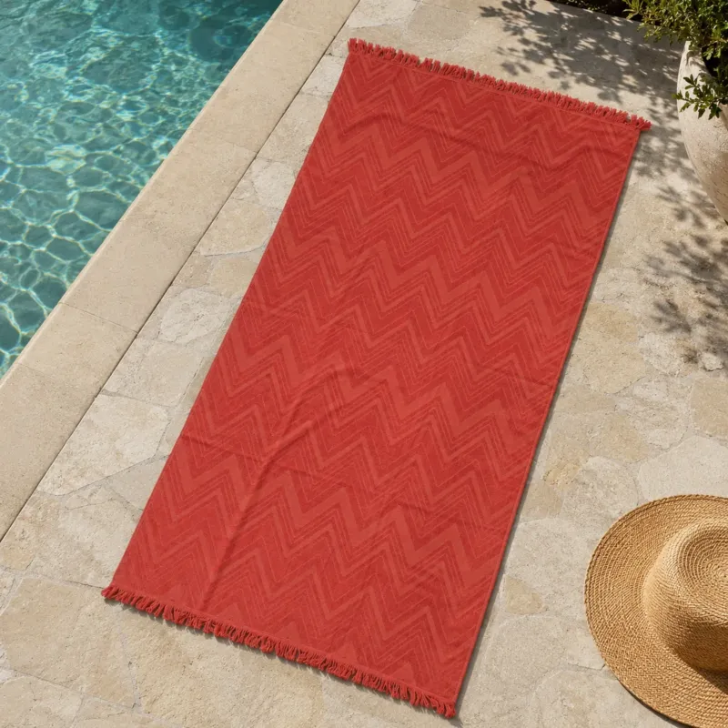 Telo Mare ZIGZAG 100% Cotone con Lavorazione a Rilievo 90x180cm - Karì Di Tendenza