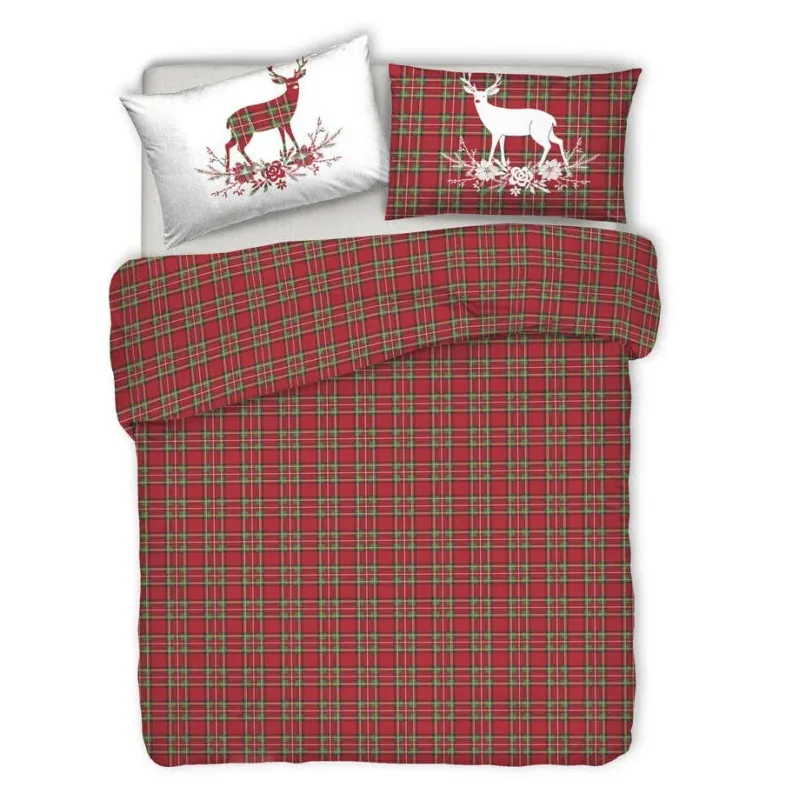 Copripiumino Piazza e Mezza TARTAN CERVO By Pensieri Delicati (Natale) Offerta Limitata