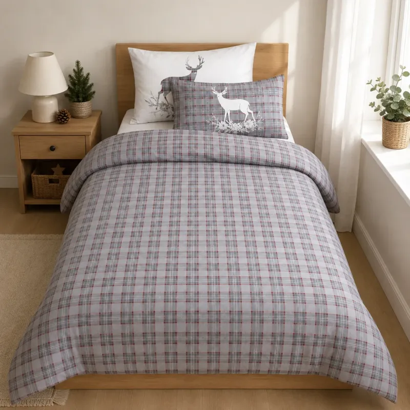 Subito Disponibile Copripiumino Singolo TARTAN CERVO By Pensieri Delicati (Natale)