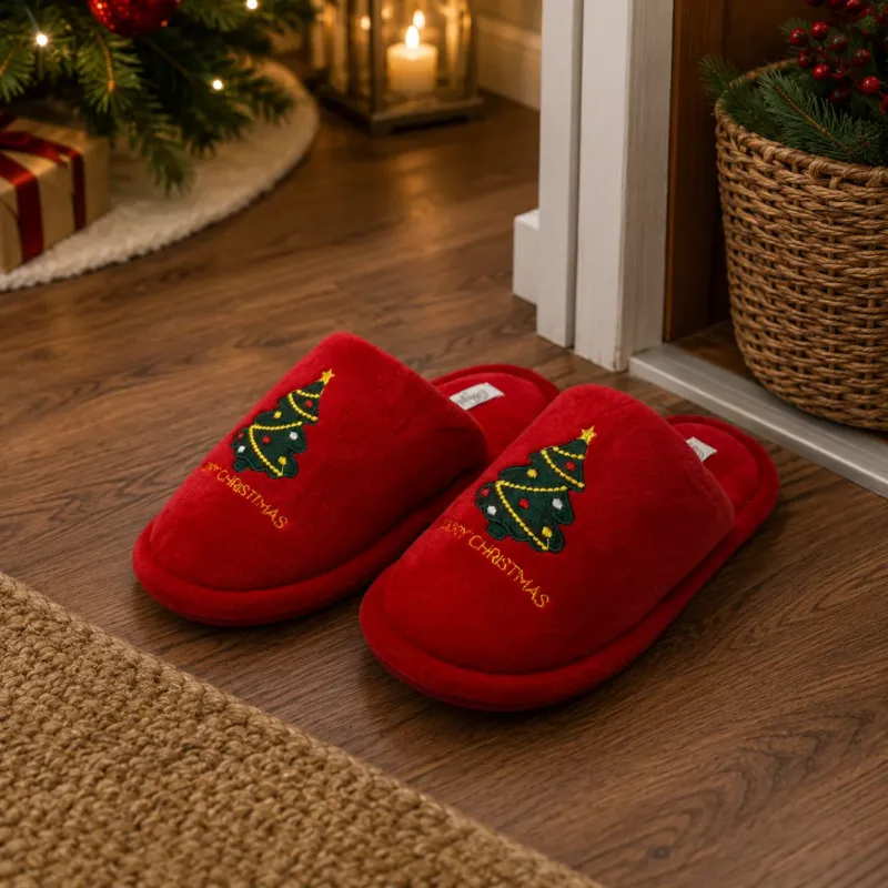 Pantofole Bimbi Natalizie HAPPY CHRISTMAS da 30 a 35 - Preziosa Home Occasione