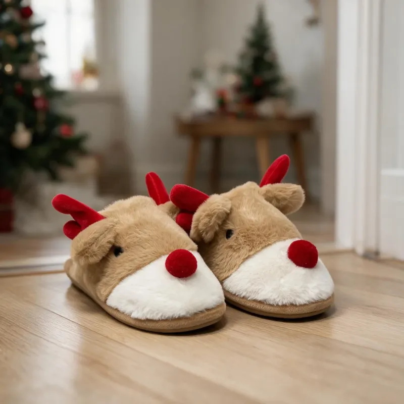 Offerta Speciale Pantofole Bimbi Natalizie RENNA FLUFFY 6/11 anni - Preziosa Home