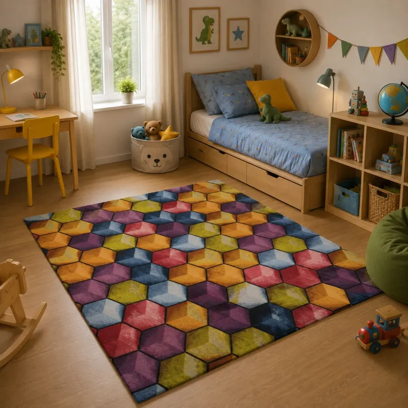 Tappeto CUBIC Cameretta Retrogommato Antiscivolo by Karì – Tappeto Lavabile in Ciniglia Occasione Imperdibile