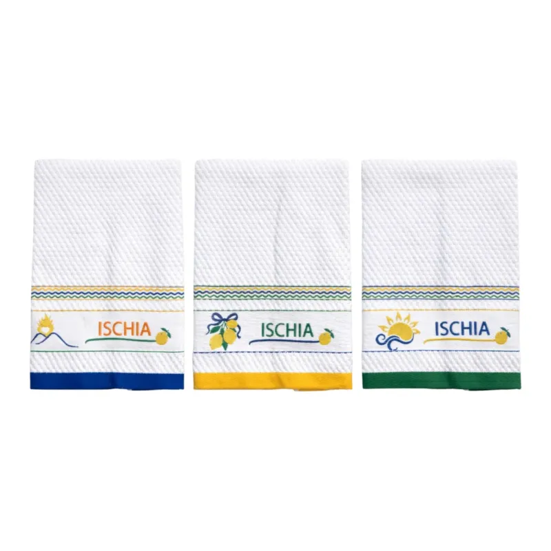 Set 3 Strofinacci Cucina Tourist Karì 50x70 cm in Cotone Made in Italy Subito Disponibile