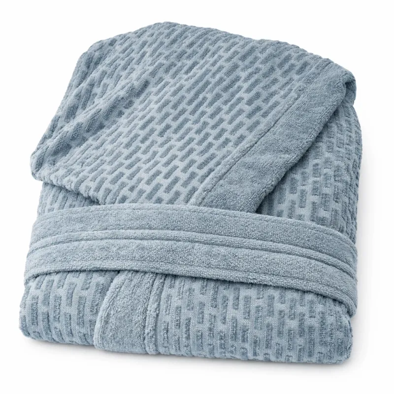 Accappatoio in Spugna con Cappuccio Brick Karì 450 gr/mq in Cotone Jacquard Occasione Imperdibile