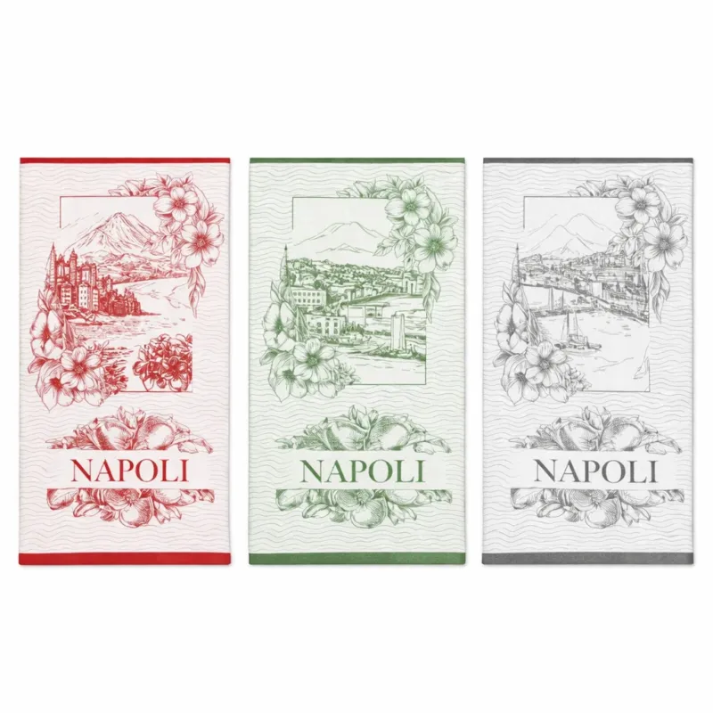 Soddisfatti O Rimborsati Set 3 Strofinacci Cucina Panorama Karì 50x70 cm in Cotone Made in Italy